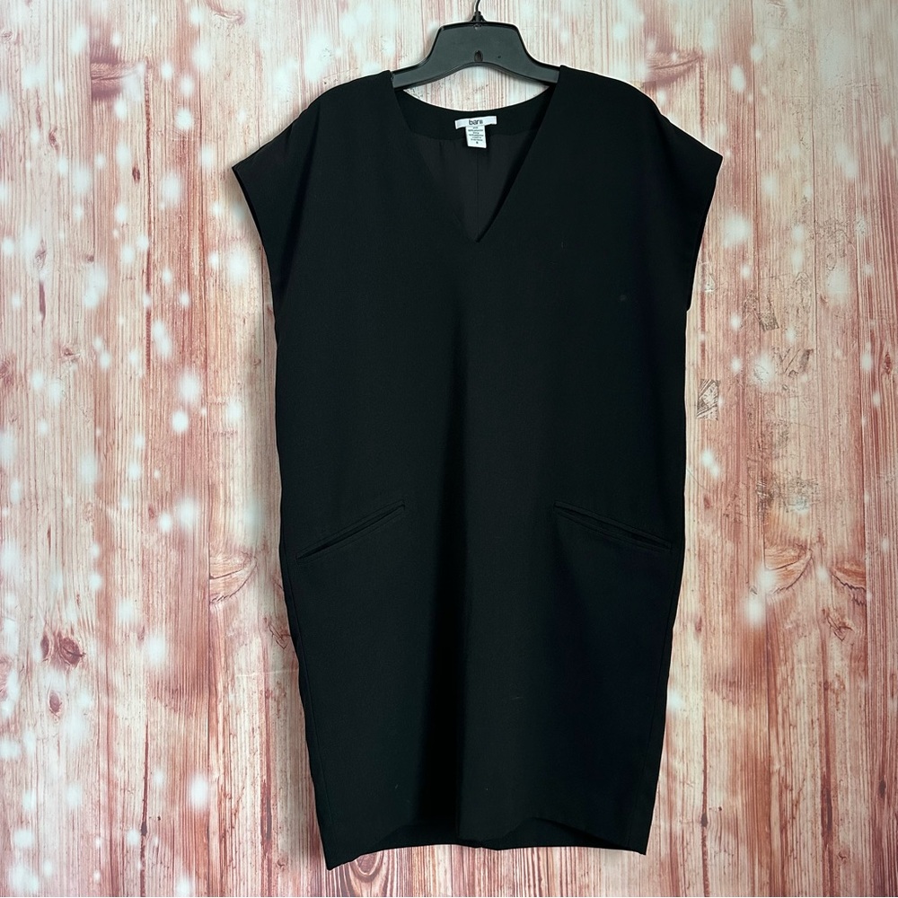 Bar III Black V Neck Cocoon Mini Shift Dress Size S
